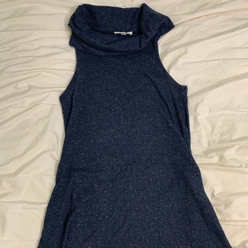 Ribbed cowl neck dress